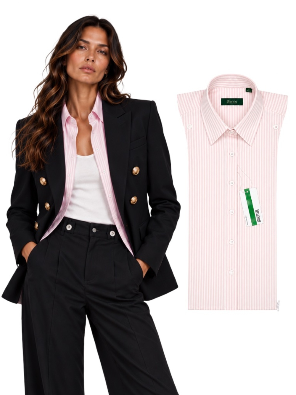 BRUNNE Button Down Shirt Dickey Insert Compatible with Veronica Beard Sz 00-14